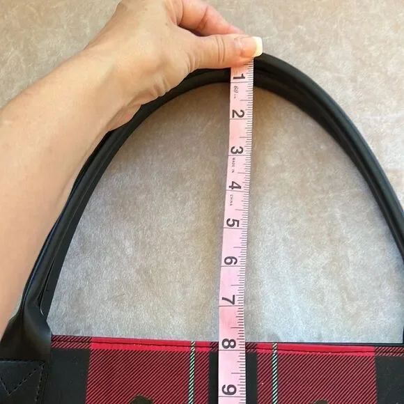 NWT Victorias Secret Red Black Novacheck Large Tote Bag - Picture 12 of 13